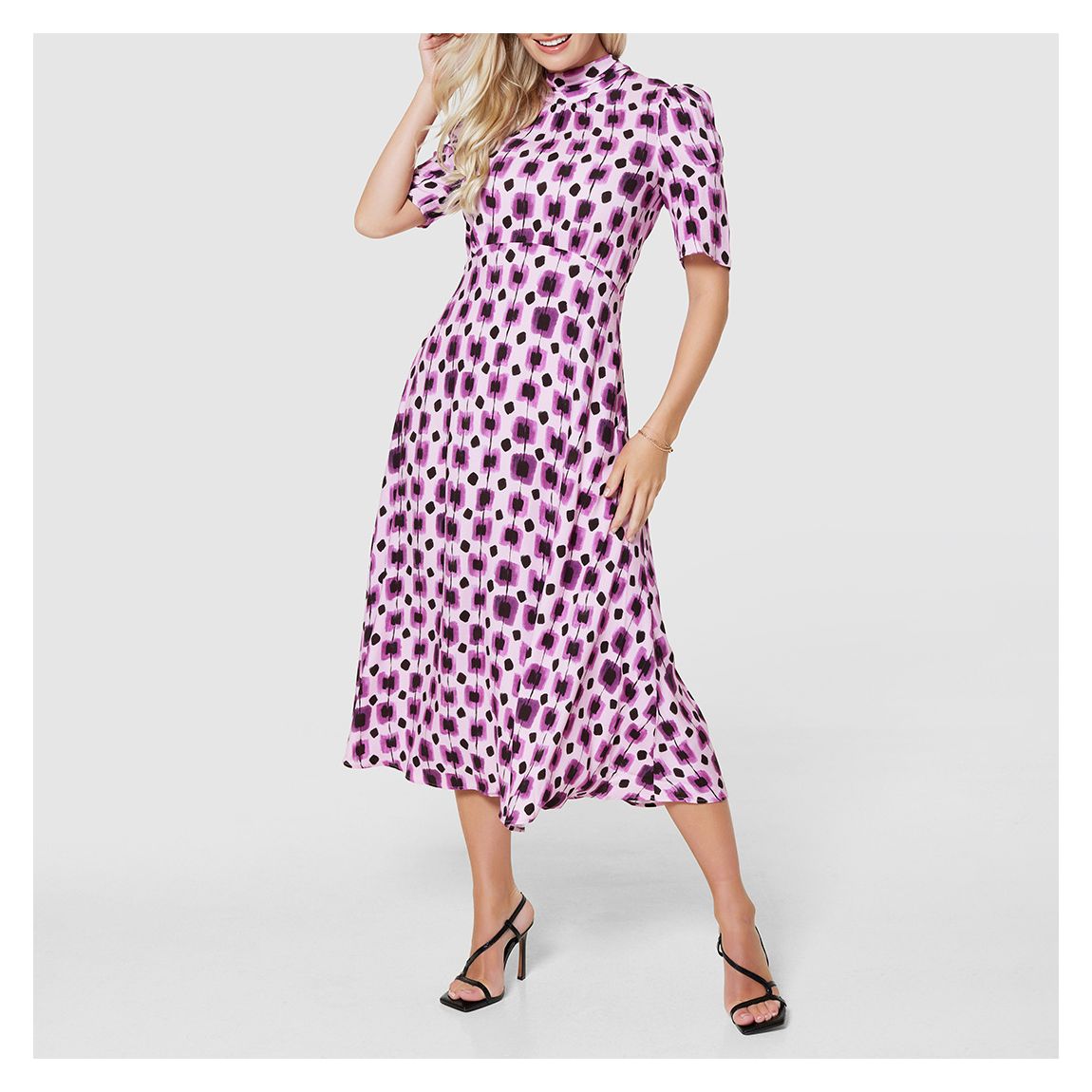 Purple Multi Tie Back Print Midi Dress main product photo