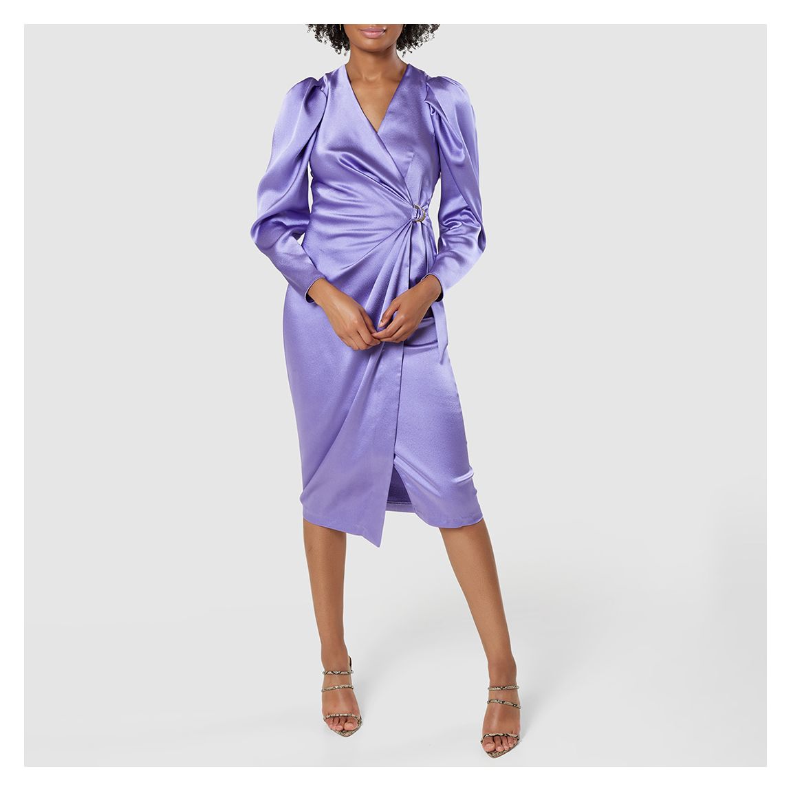 Purple Wrap Pencil Midi Dress main product photo