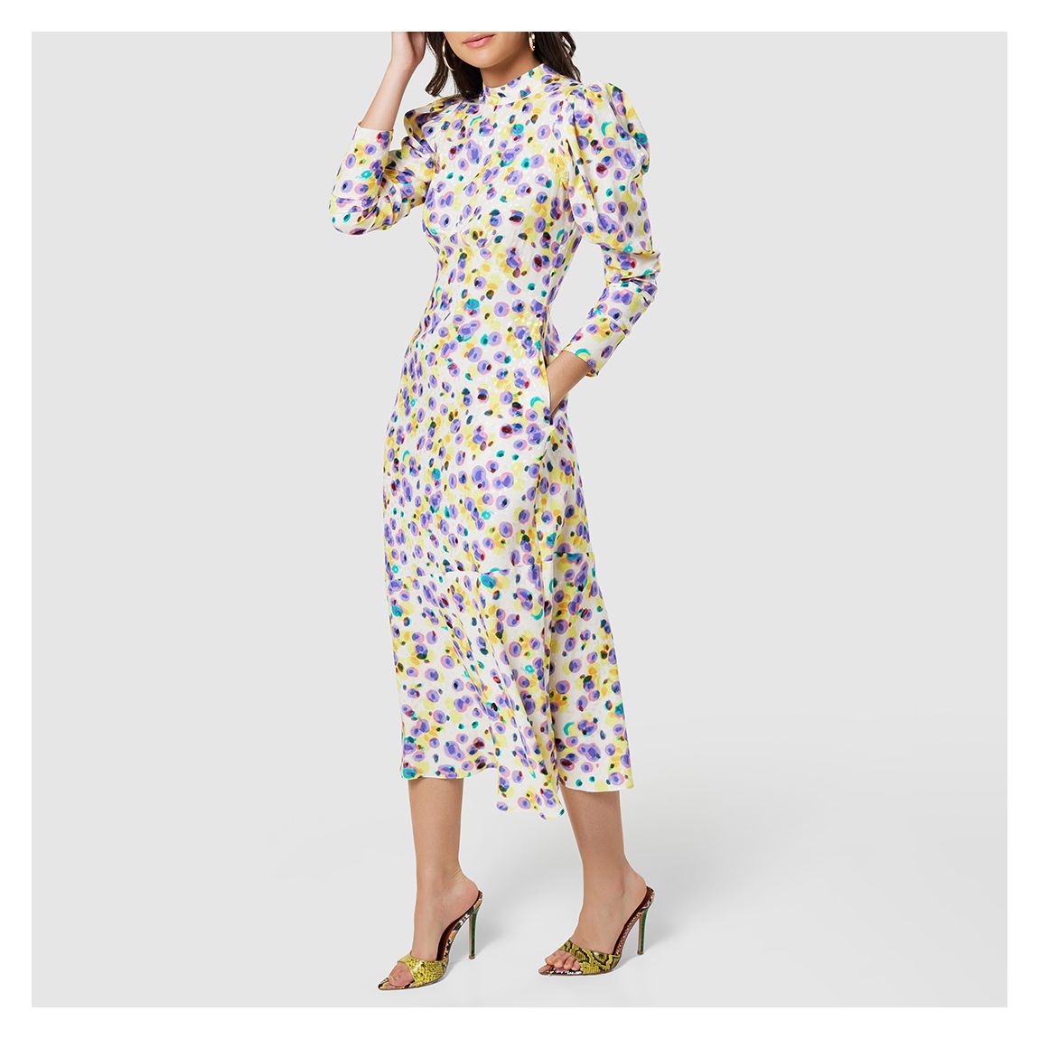 Multi Print High Neck Midi Dress main product photo
