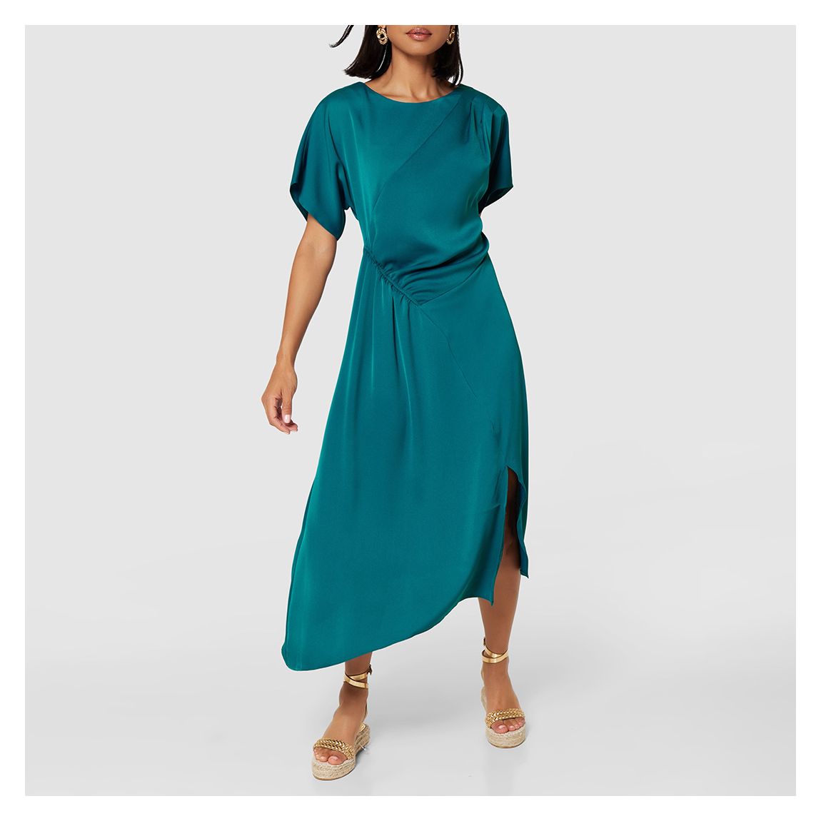 Teal A-Line Midi Dress main product photo