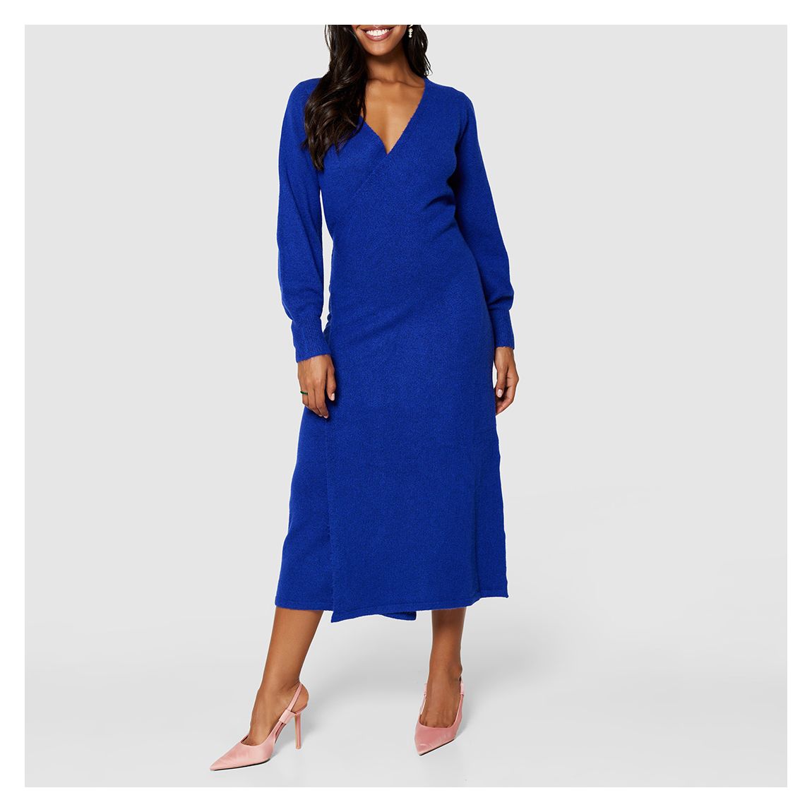Royal Blue Tie V-neck Dress main product photo