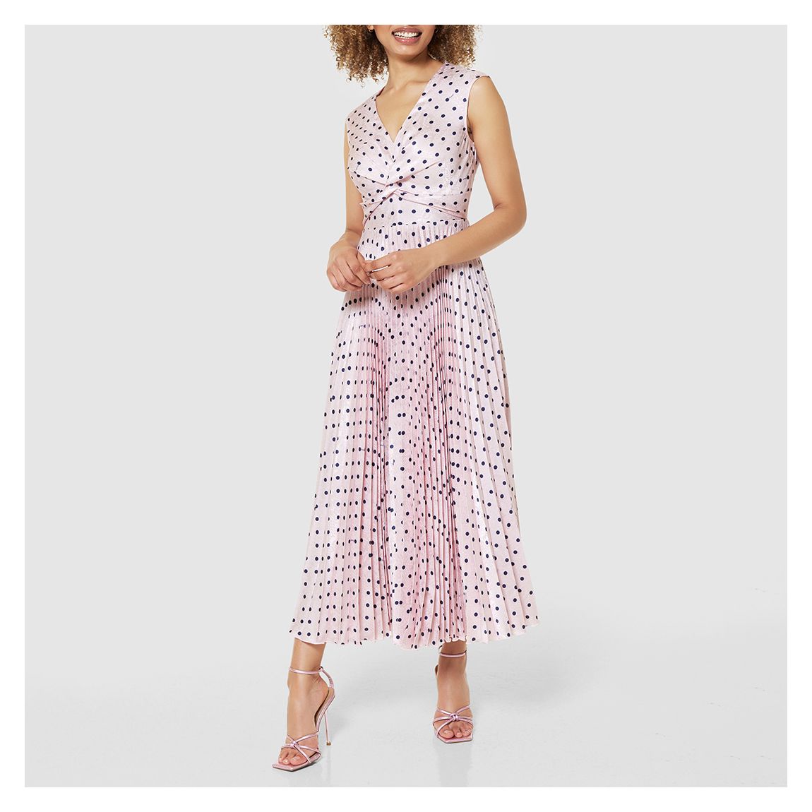 Pink Twist Detail Pleated A- line Dress main product photo