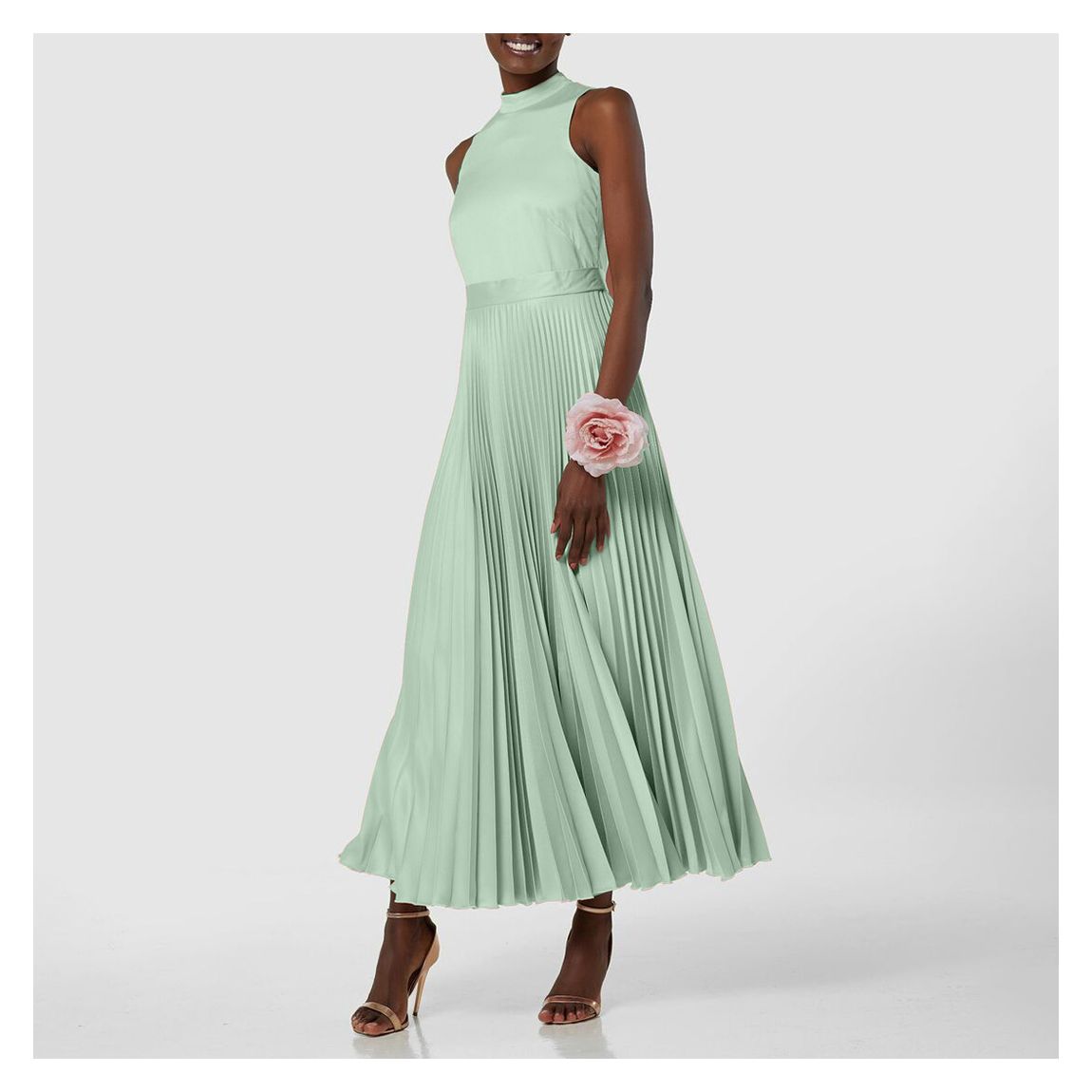 Mint Pleated Skirt Midi Dress main product photo