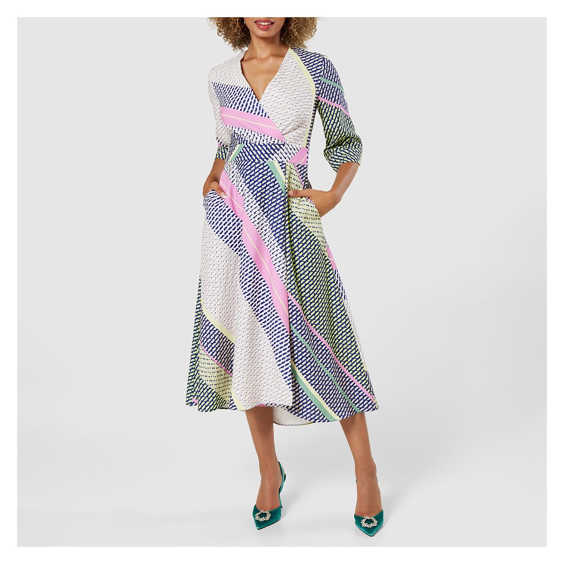Multi High-Low Wrap Midi Dress main product photo