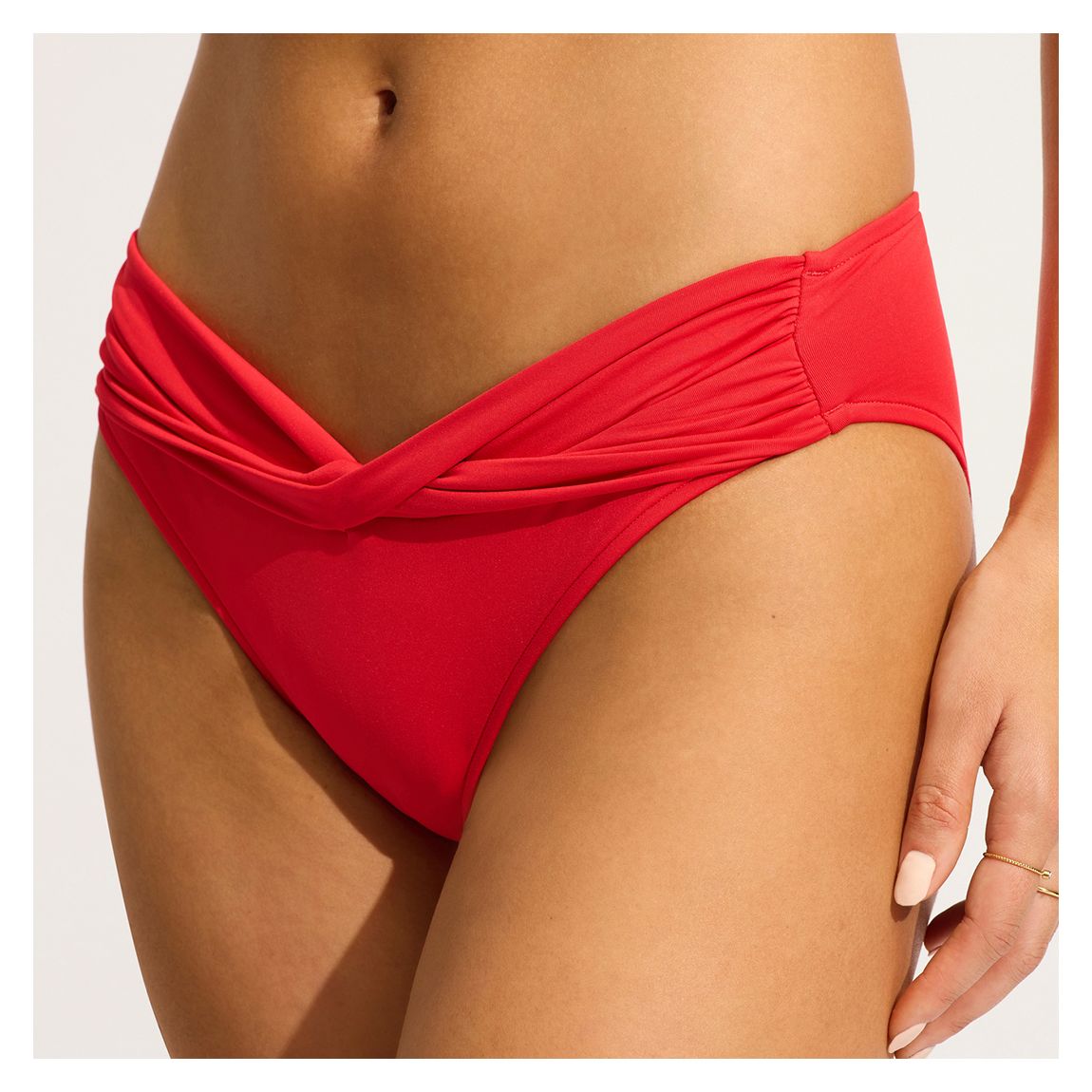 Red Twist Band Mini Hipster Bikini Bottoms main product photo