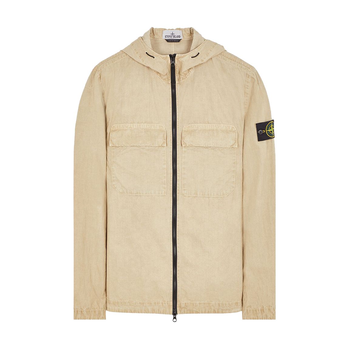 Beige Garment Dyed Cotton Overshirt main product photo