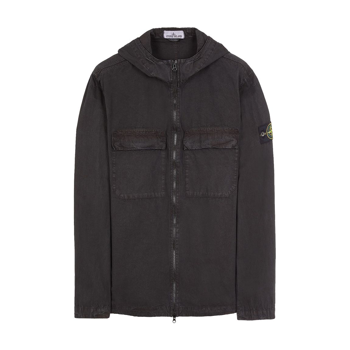 Black Garment Dyed Cotton Overshirt main product photo