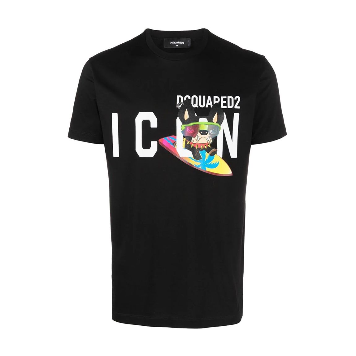 Black 'ICON' Graphic Logo Cotton T-Shirt main product photo