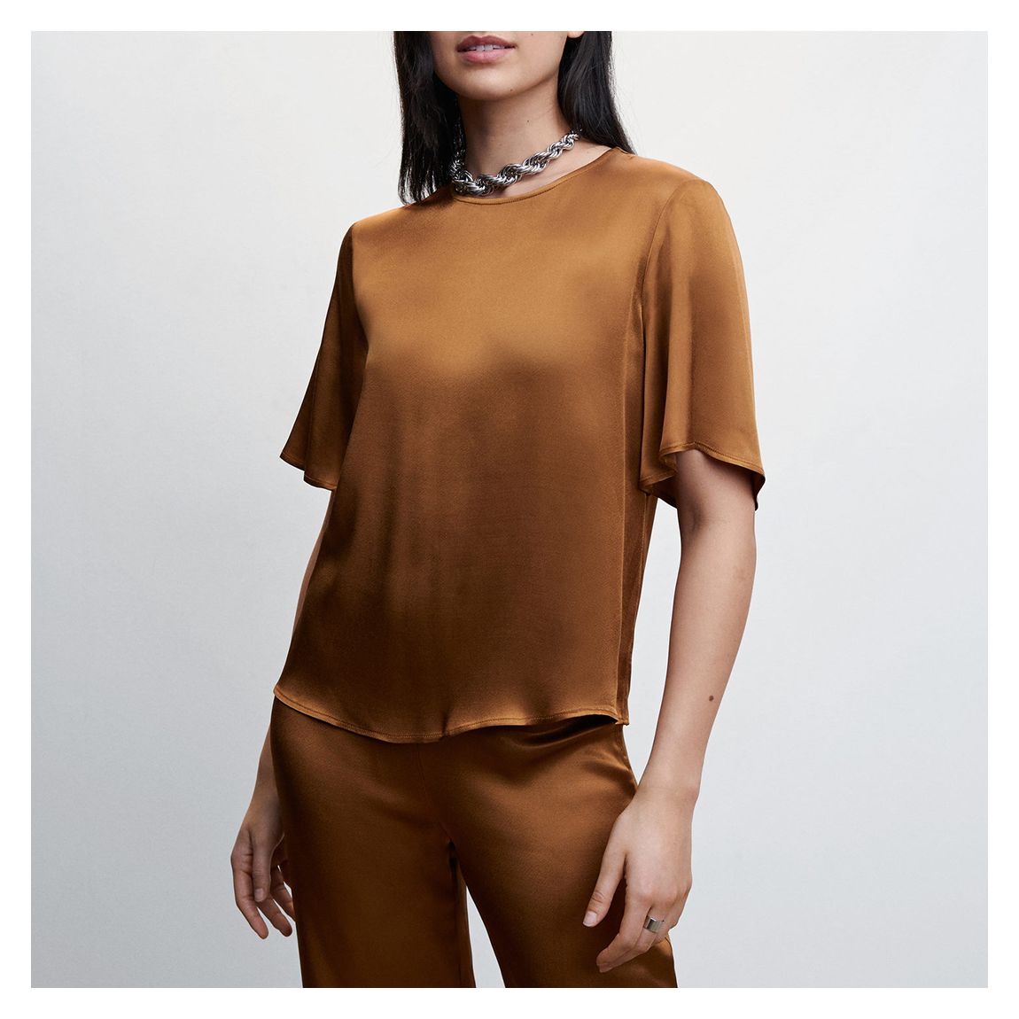 Brown Satin Blouse main product photo