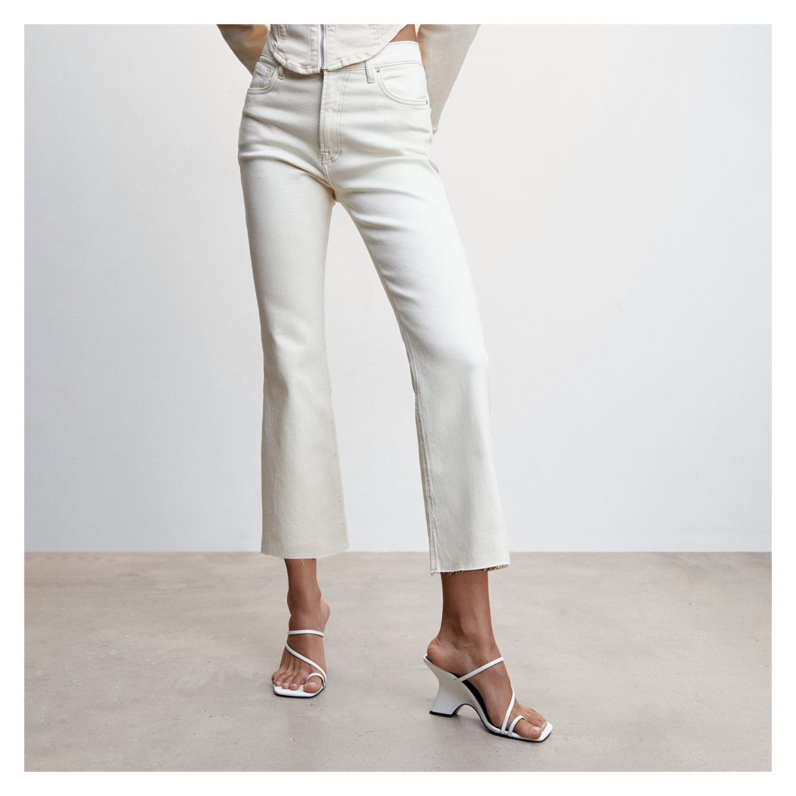 Off White Crop Flared Jeans main product photo