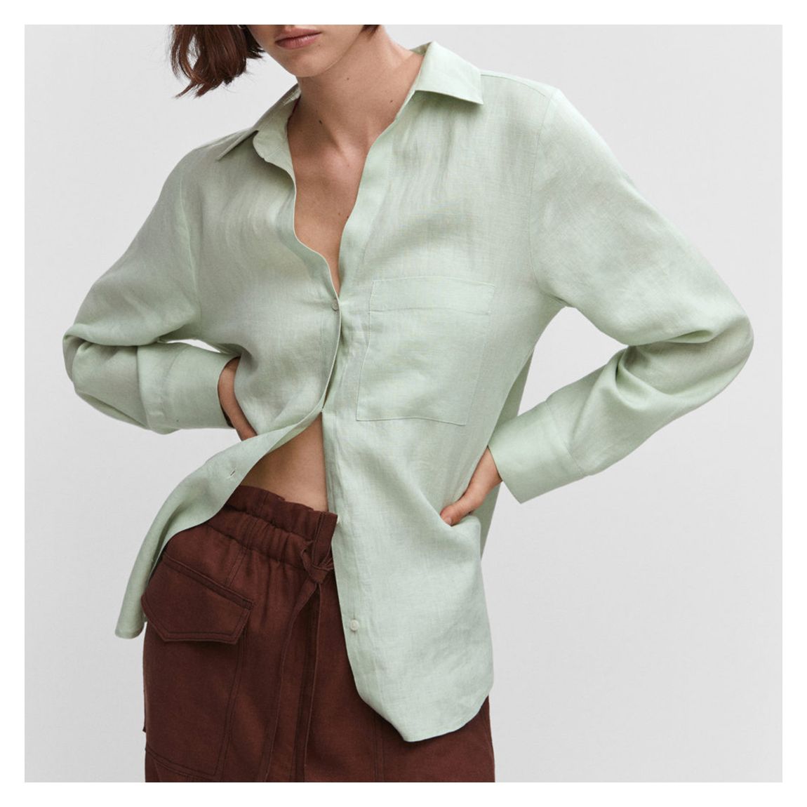 Mint Green Pocket Linen Shirt main product photo