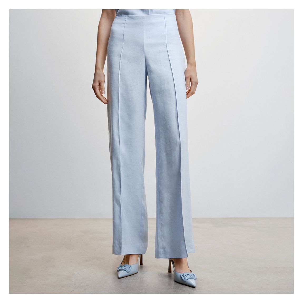 Sky Blue Linen Wideleg Trousers main product photo