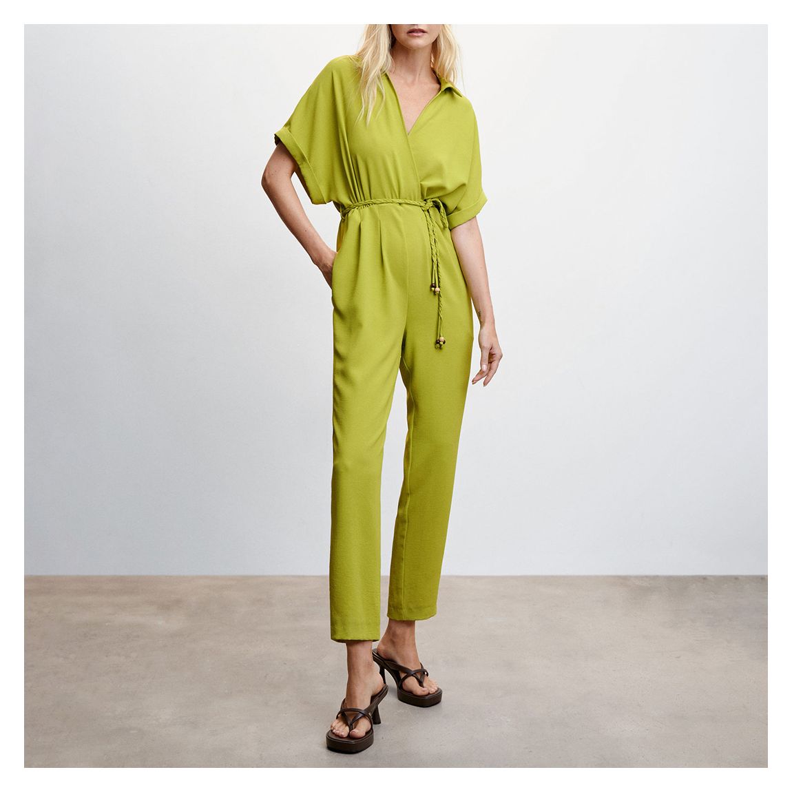 Lime Lace Shirt Jumpsuit main product photo