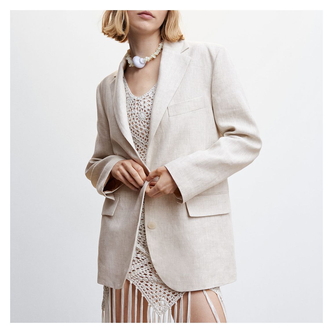 Beige Linen Oversized Jacket main product photo