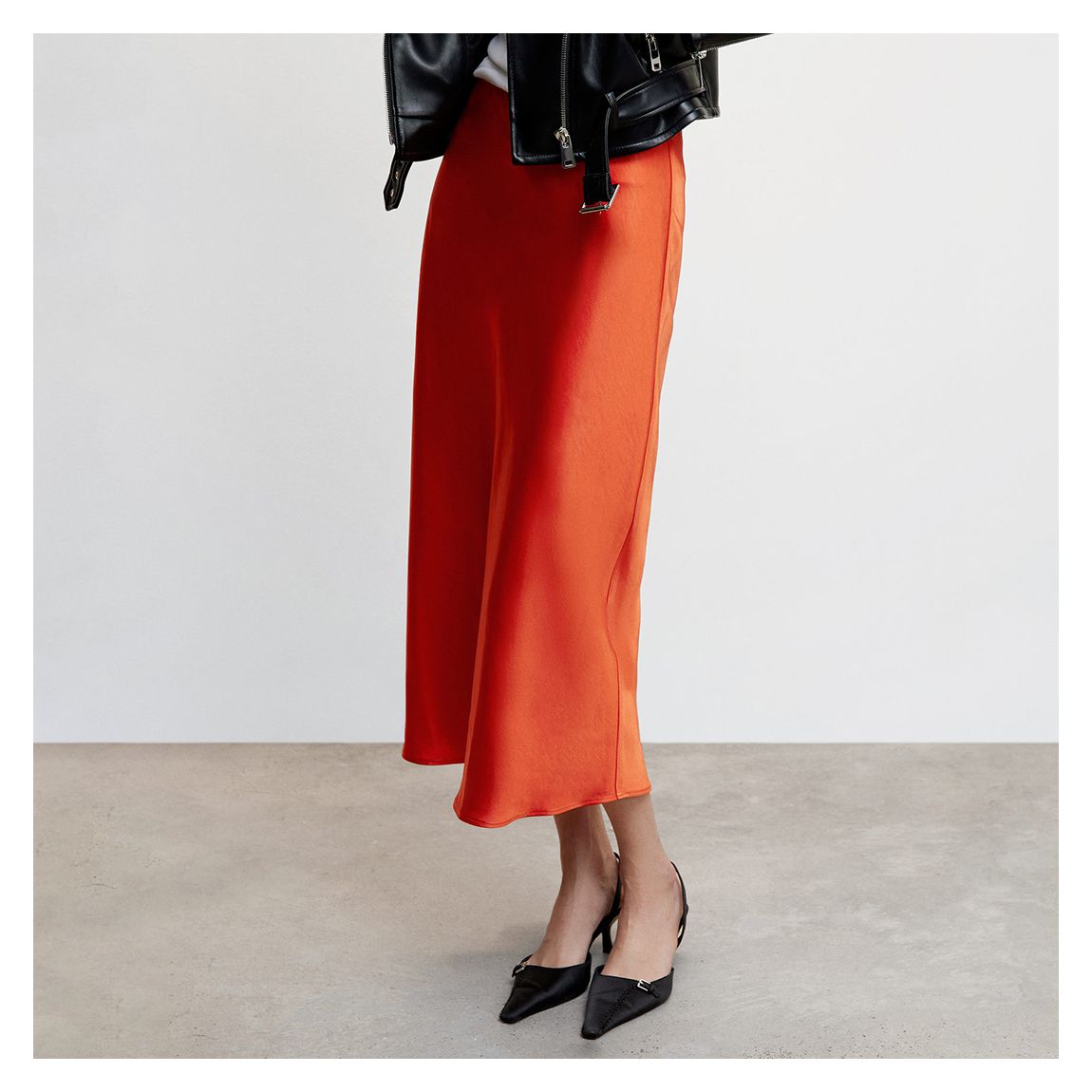 Orange Midi Satin Skirt main product photo