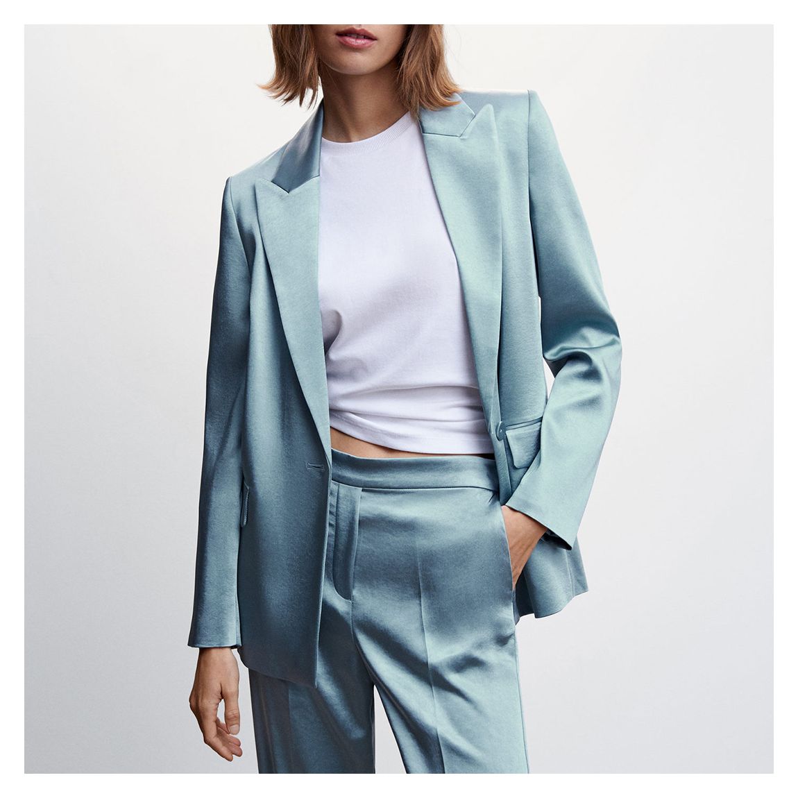 Sky Blue Satin-Finish Suit Jacket main product photo