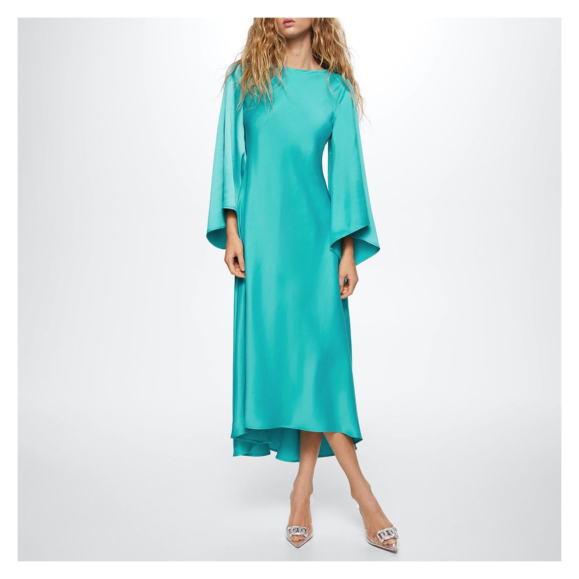 Turquoise Flared Sleeves Dress main product photo