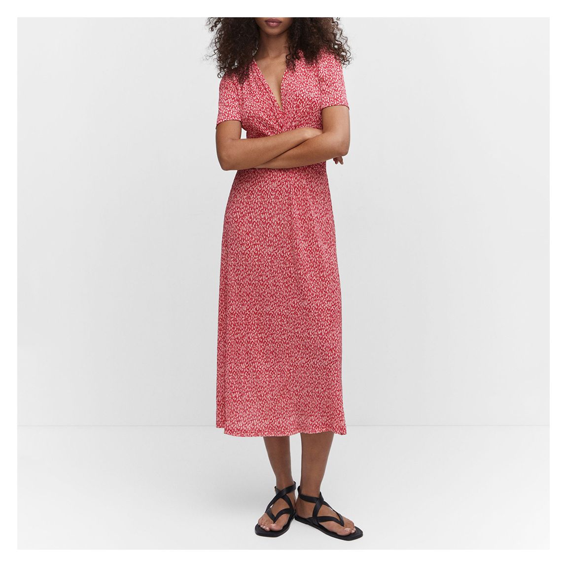 Red Textured Printed Dress main product photo