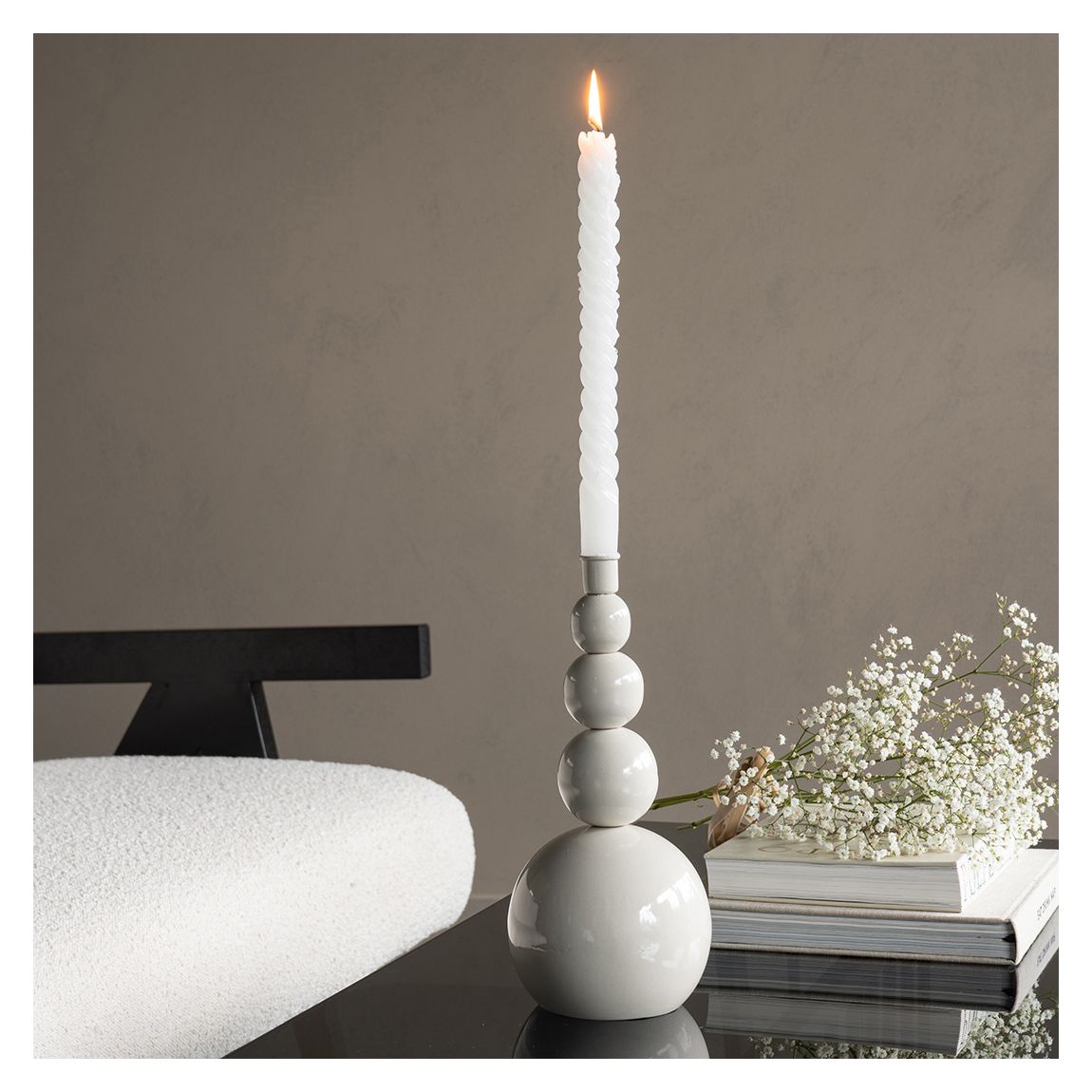 Candle Stick Iron Ivory 25.5cm main product photo