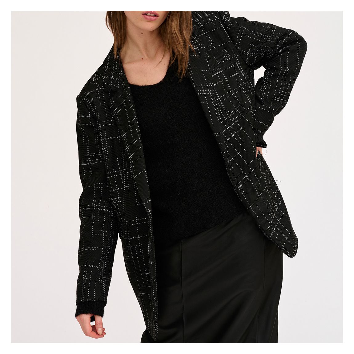 Black Boxy Freja Blazer main product photo
