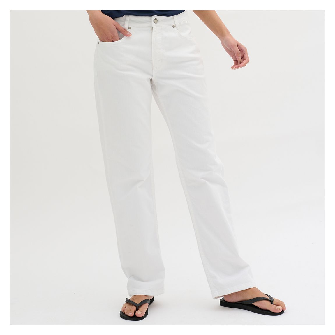 White High Waisted Straight Jeans main product photo