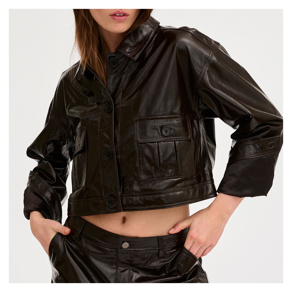 Chocolate Anna Leather Jacket main product photo