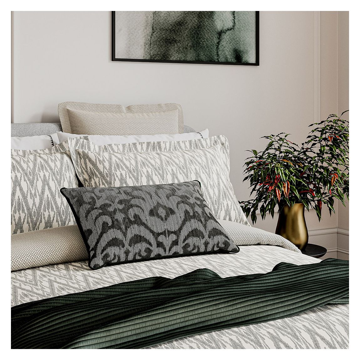 Nadir Velvet Throw, Green main product photo