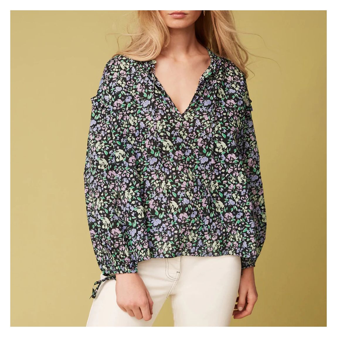 Black Floral Cotton Blouse main product photo