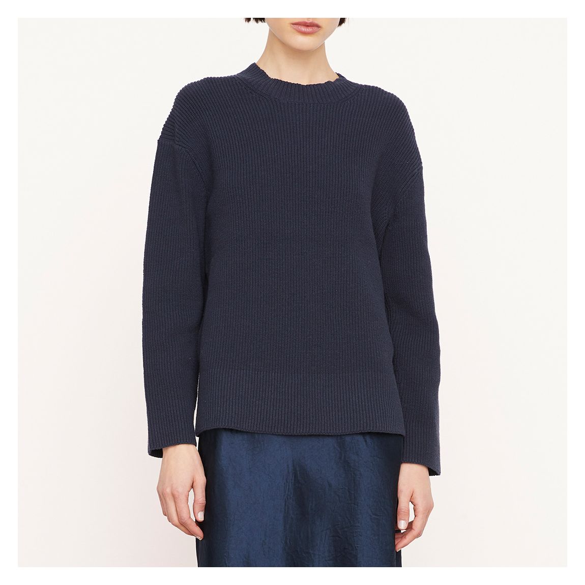 Navy Ribbed Cotton Blend Jumper main product photo