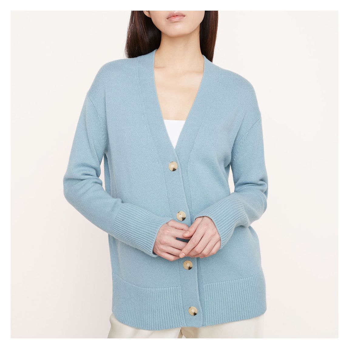 Pale Blue Wool Cashmere Blend Cardigan main product photo