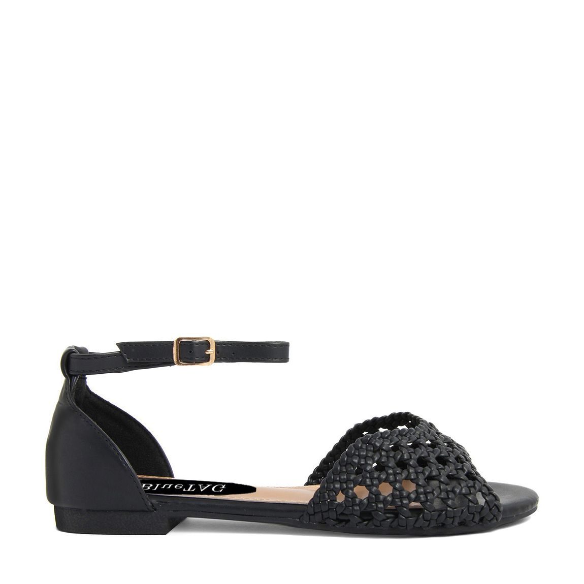 Black Braided Ankle Strap Flat Sandlas main product photo