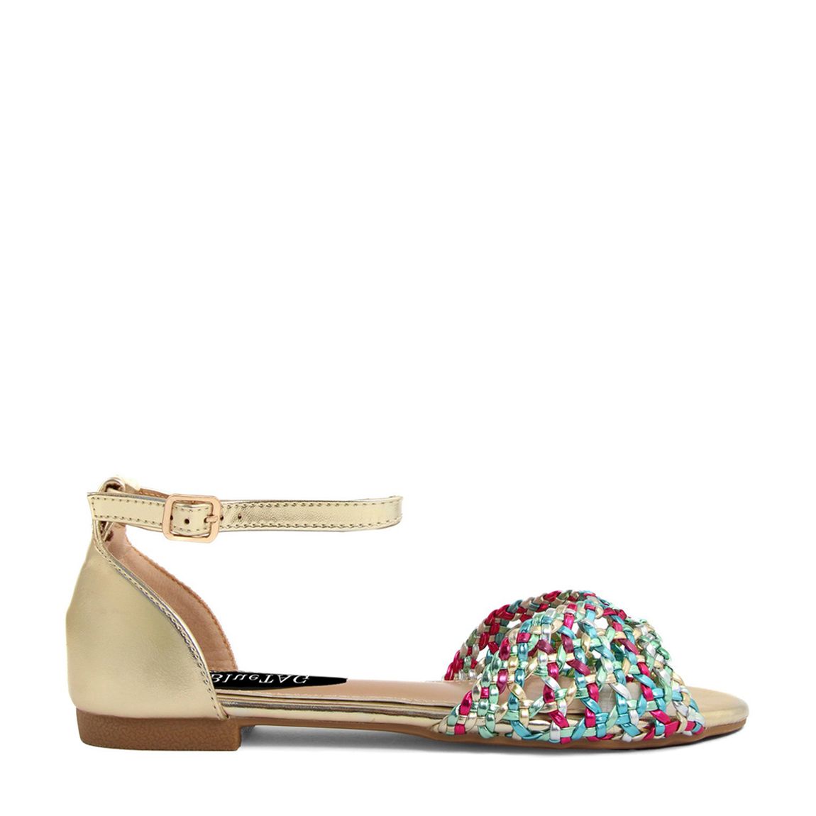 Pink Multi Braided Ankle Strap Flat Sandals main product photo