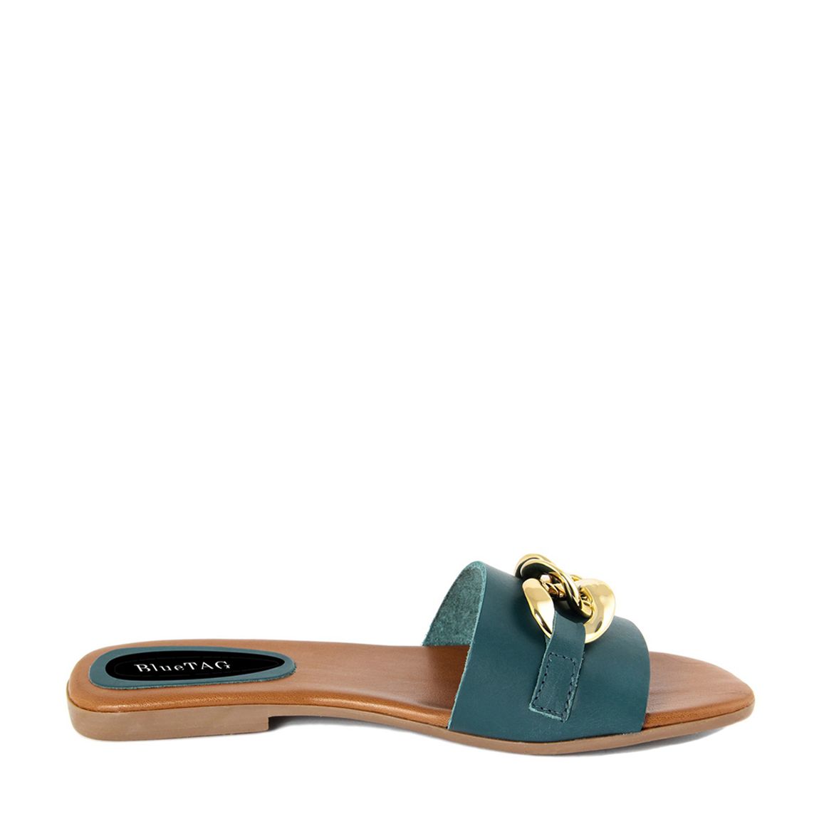 Navy Leather Slip On Flat Sandals main product photo