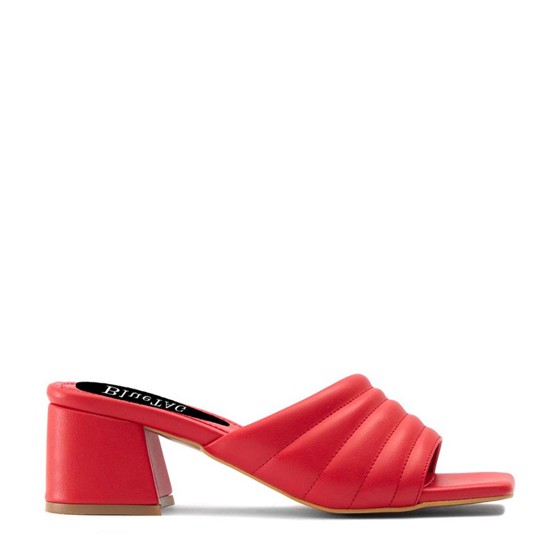 Red Quilted Strap Heeled Mules main product photo