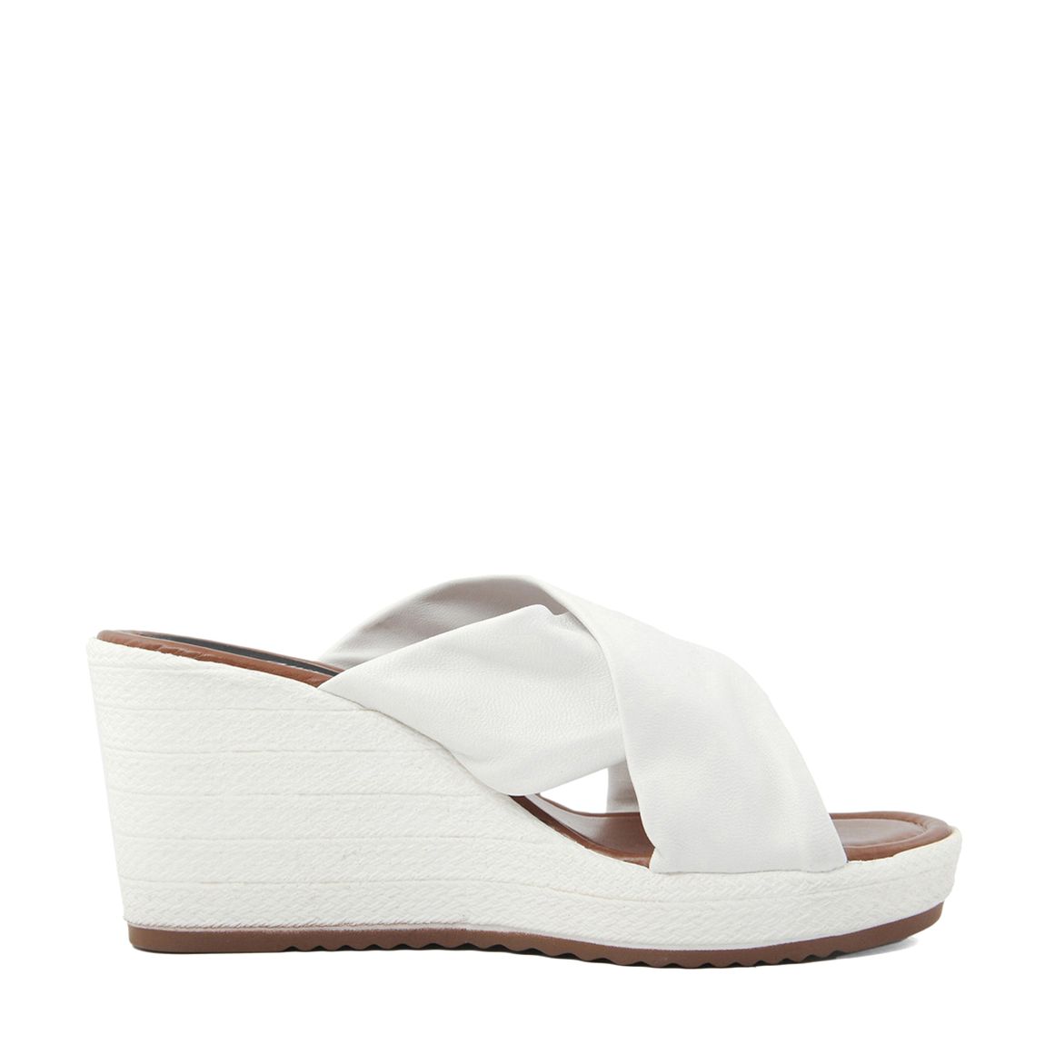 White Crossover Platform Wedge Sandals main product photo