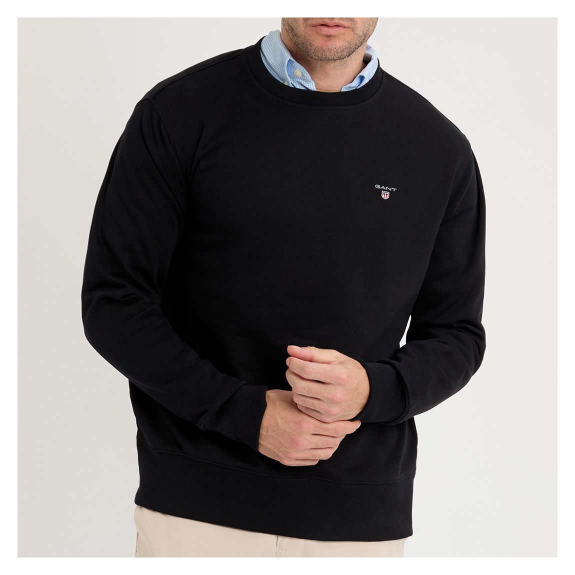 Black Regular Fit Cotton Blend Crew Neck Sweatshirt main product photo