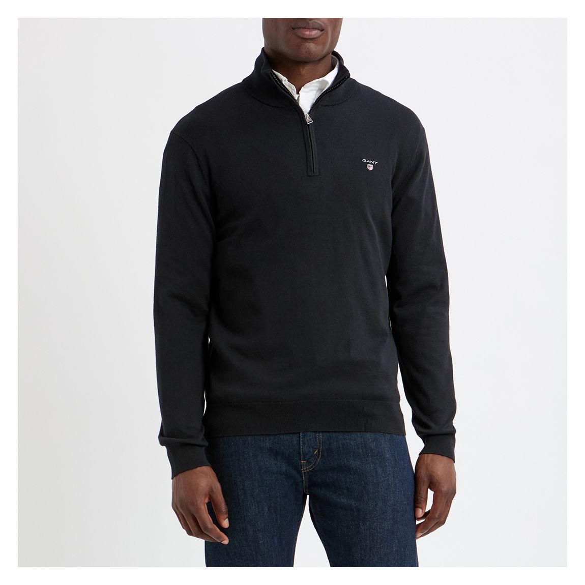 Black Cotton Half Zip Jumper main product photo
