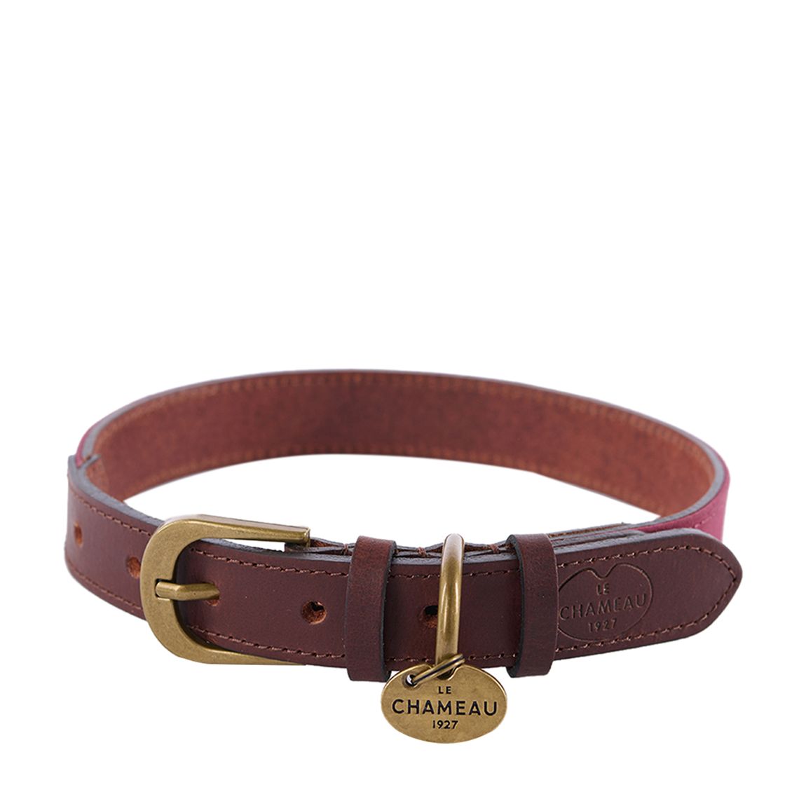 Red Extra Large Waxed Cotton/Leather Dog Collar main product photo
