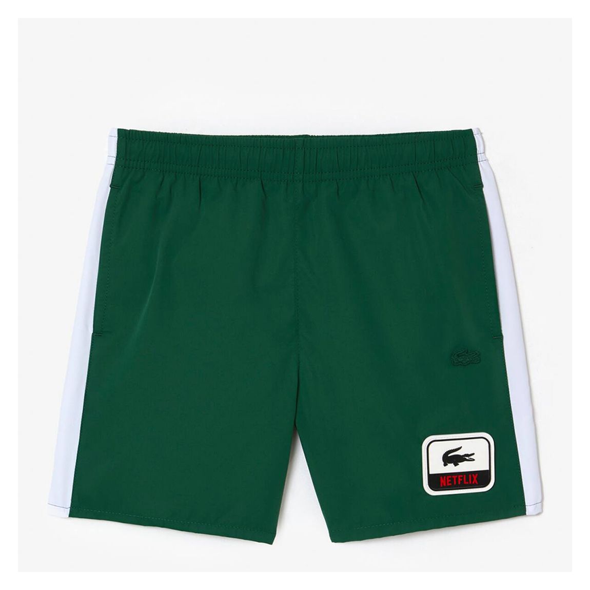 Teen Boy's Dark Green Side Stripe Swimming Trunks main product photo