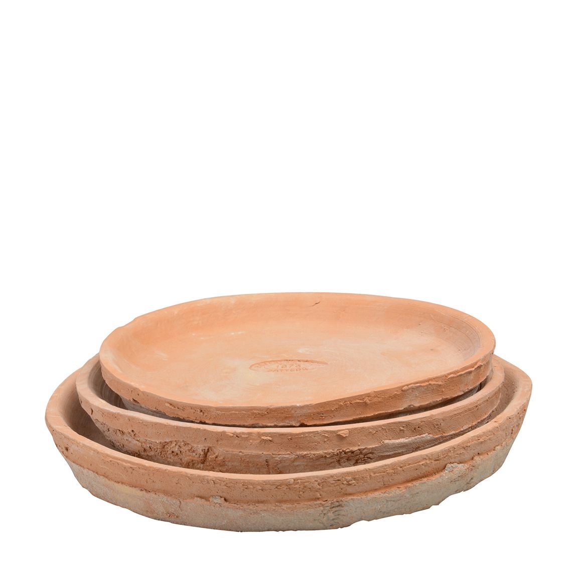 Set of 3 Large Round Aged Terracotta Saucers main product photo