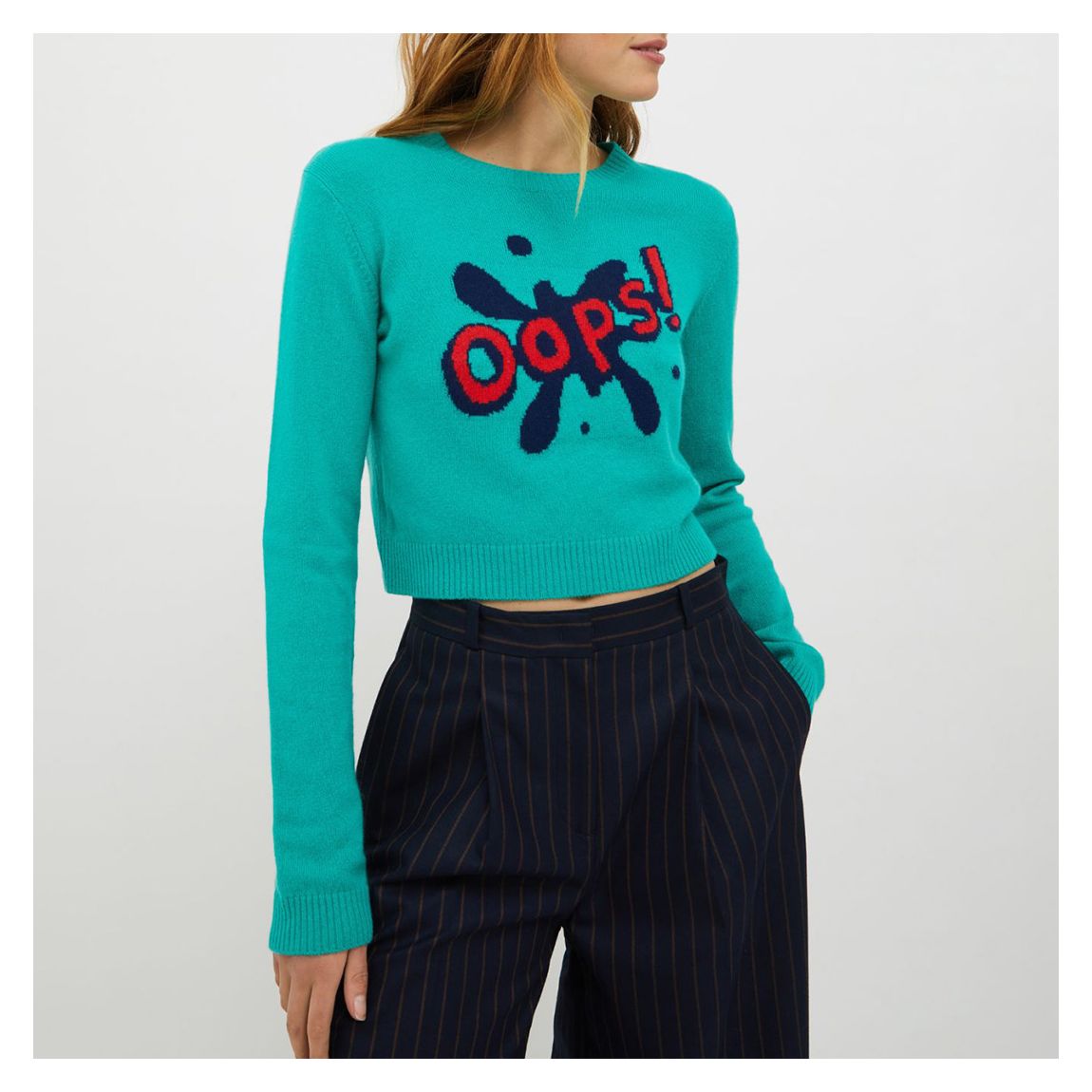 Teal Wool Blend Printed Jumper main product photo