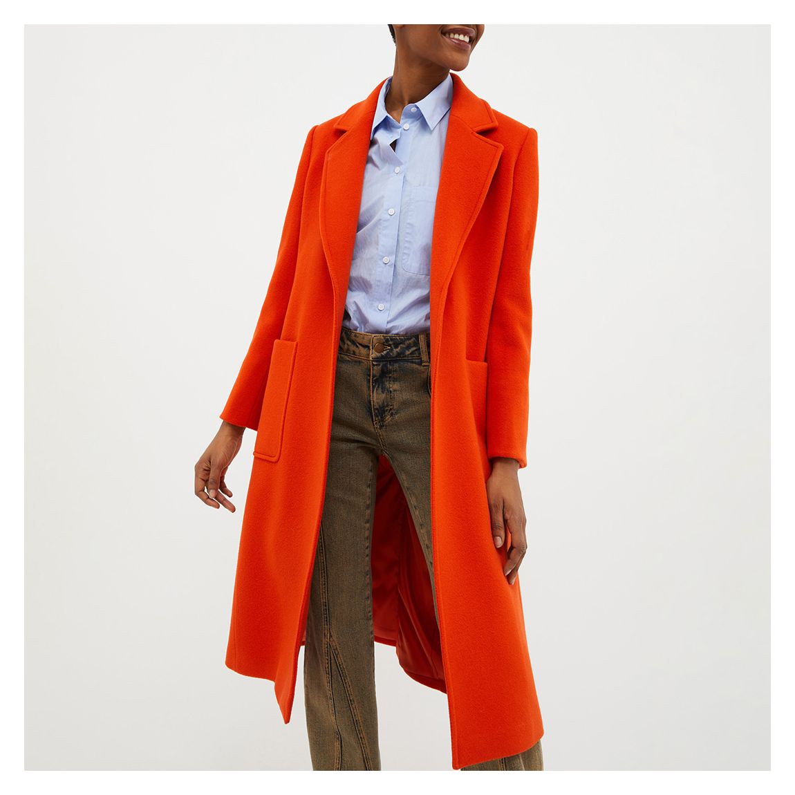 Orange Runaway Tie Wool Coat main product photo