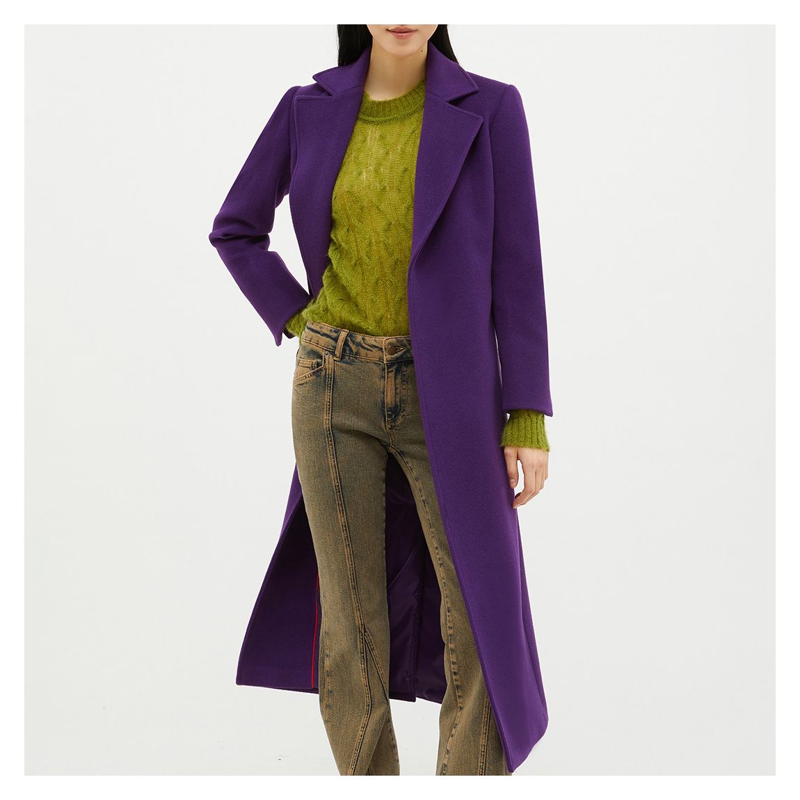 Purple Longrun Tie Wool Coat main product photo