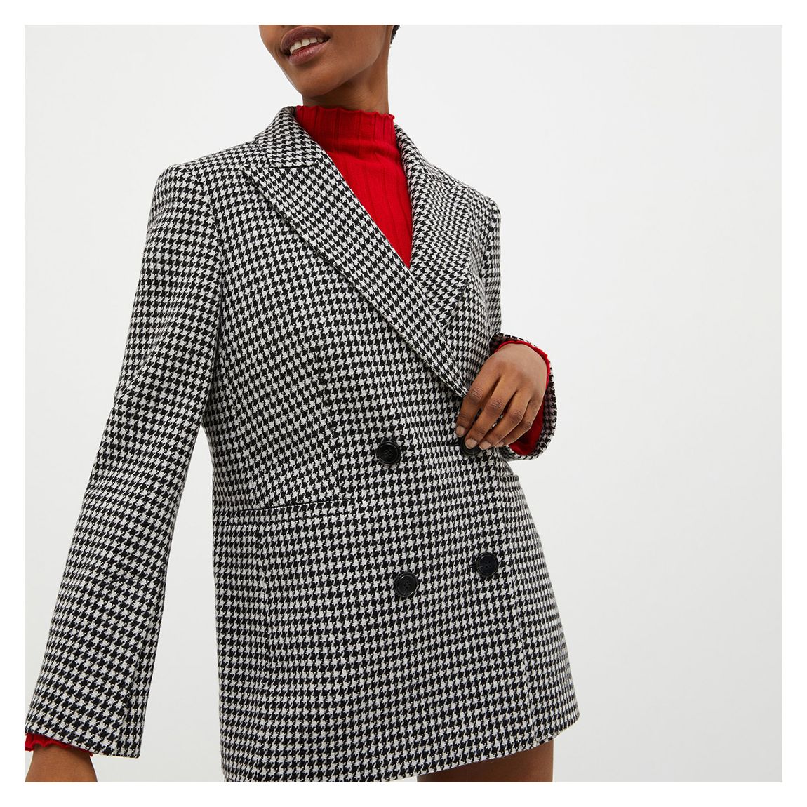 Black/White Dogtooth Wool Blend Blazer main product photo