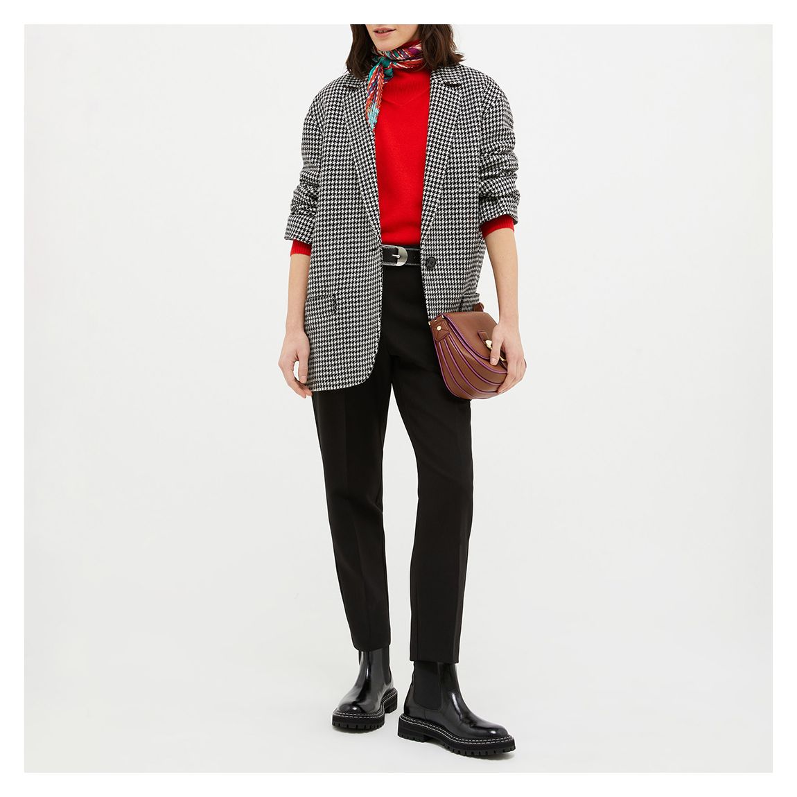 Black/White Dogtooth Wool Blend Blazer main product photo