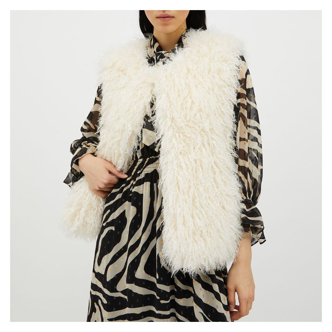 Ivory Faux Fur Gilet main product photo