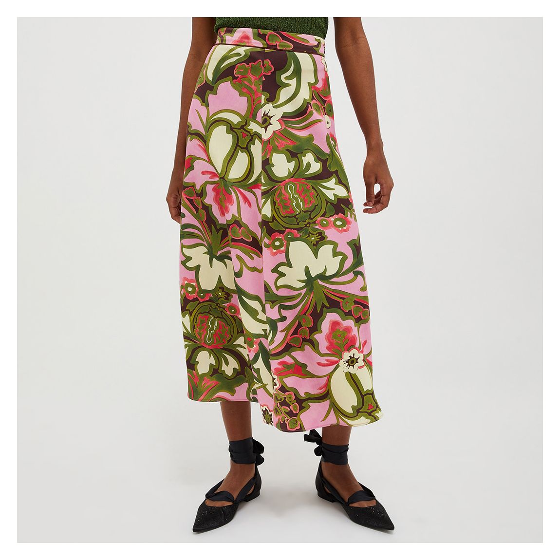 Pink Floral Midi Skirt main product photo
