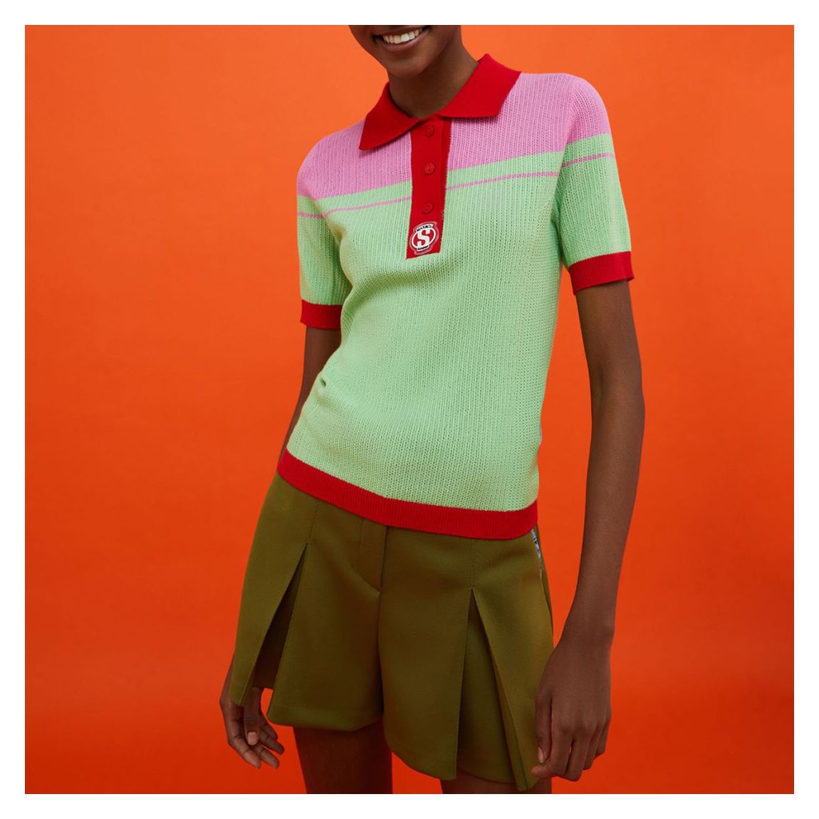 Green/Pink Topsin Polo Top main product photo