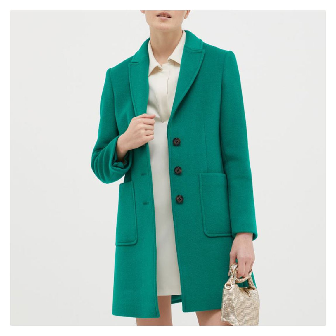 Dark Green Iorbaco Wool Blend Coat main product photo