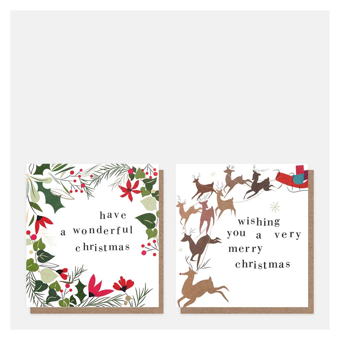 Set Of 16 Wreath & Reindeers Charity Christmas Cards main product photo